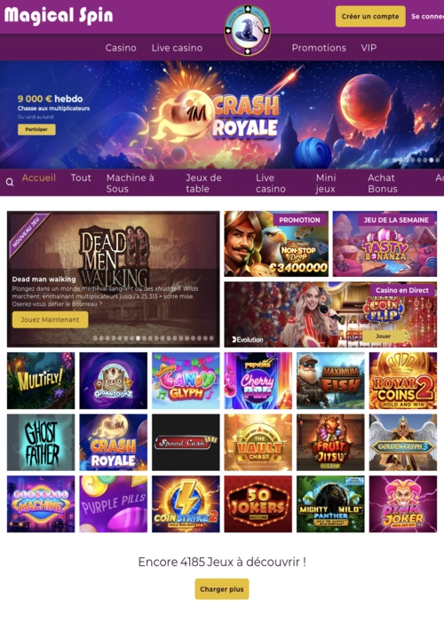 Lobby jeux casino magique Magical Spin